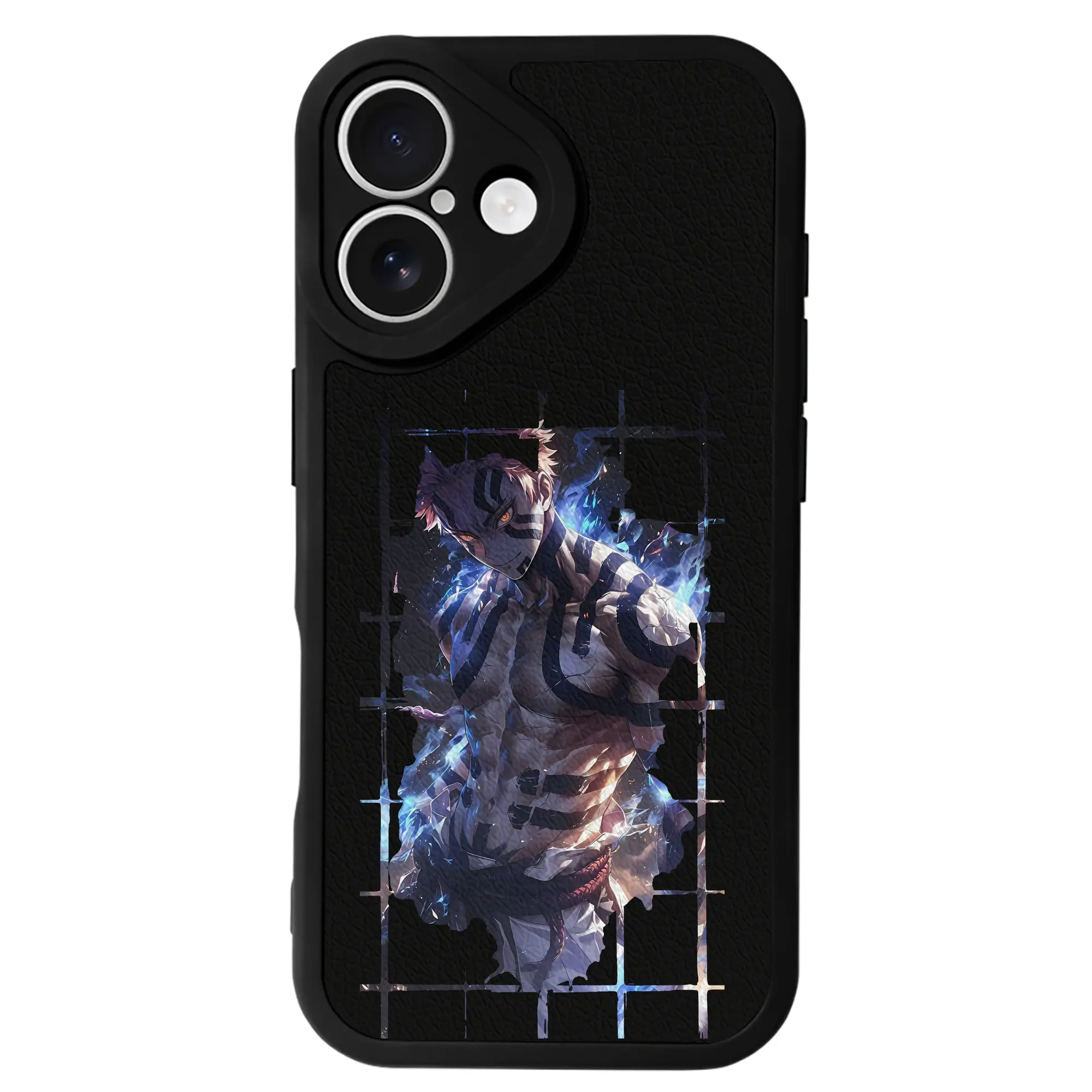 鬼滅の刃 グッズ,猗窩座 - IPhone 16シリーズ対応 ・ シリコンスマホケース ・ レザー調 ・ 高精度フィット ・ 耐衝撃 ・ ワイヤレス充電対応 ・ 精密カット